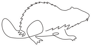 One Single Line Drawing Of Funny Beaver Sticker