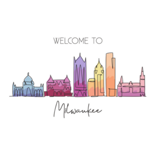 One Single Line Drawing Of Milwaukee, Wisconsin Sticker