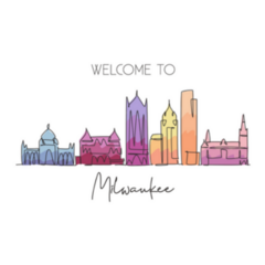 One Single Line Drawing Of Milwaukee, Wisconsin Sticker