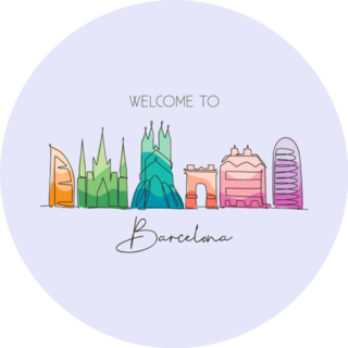 One Single Line Of Barcelona, Spain Landscape Sticker