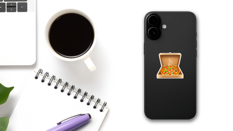 Open Pizza Box Sticker on a Phone (New) example