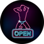 Open Sign With Silhouette Of Sexy Man Sticker