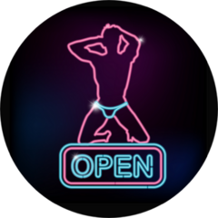 Open Sign With Silhouette Of Sexy Man Sticker