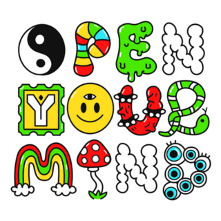 Open Your Mind Quote Trippy Lettering Sticker