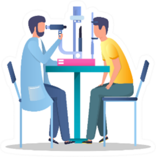 Ophthalmologist Checking Eyesight Of His Patient Sticker