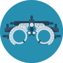 Optometrist Flat Icon Eye Test Frame On Blue Sticker