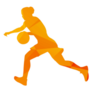 Orange Abstract Polygonal Basketball Player Sticker