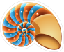 Orange and Blue Nautilus Shell Sticker