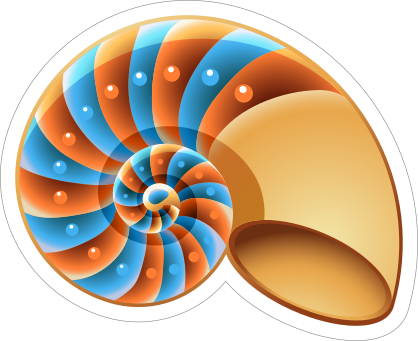 Orange and Blue Nautilus Shell Sticker