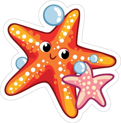 Orange and Pink Starfish Sticker