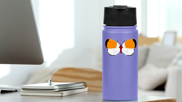 Orange and Red Butterfly Stickers and Decals on a Water Bottle (New) example