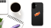 Orange And Red Candy Wrapper Sticker on a Phone (New) example