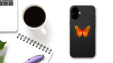 Orange Butterfly Sticker on a Phone (New) example
