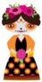 Orange Catrina Doll Sticker