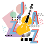 Orange Cello Jazz Music Illustration Sticker