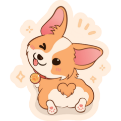 Orange Corgi Lookin Back Sticker