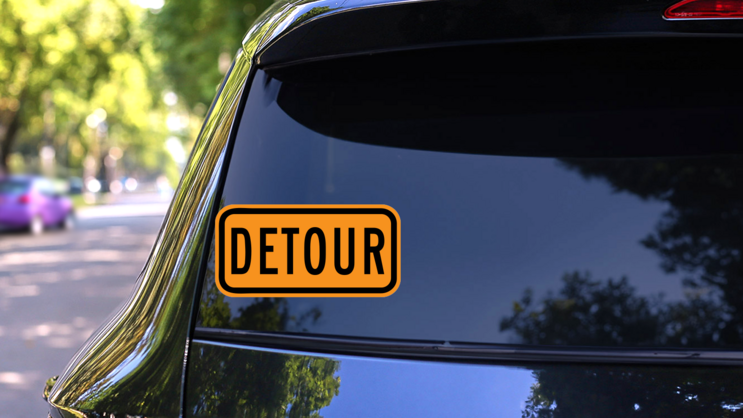 Orange Detour Sticker on a Rear Car Window (New) example
