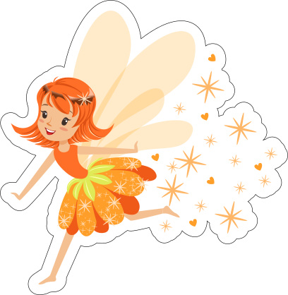Orange Fairy with Pixie Dust Sticker