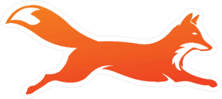 Orange Fox Leaping Logo Design Sticker
