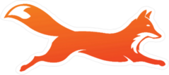 Orange Fox Leaping Logo Design Sticker