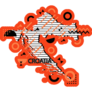 Orange Geometrical Croatia Map Sticker