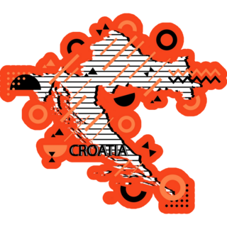 Orange Geometrical Croatia Map Sticker