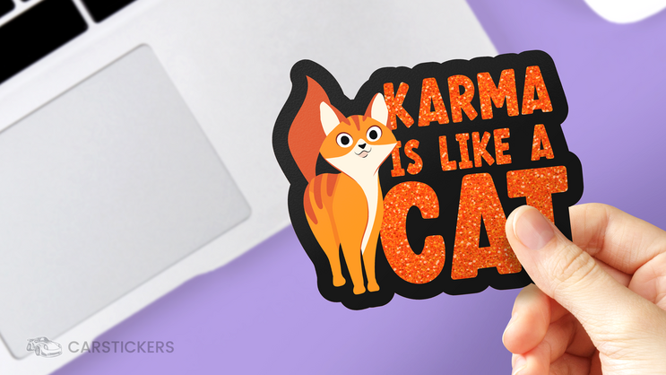 Orange Glitter Printed Sticker on Back Window