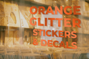 Orange Glitter Stickers and Decals Uses Thumb