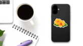 Orange Hibiscus Flower Duo Sticker on a Phone (New) example