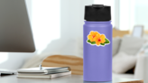 Orange Hibiscus Flower Duo Sticker on a Water Bottle (New) example