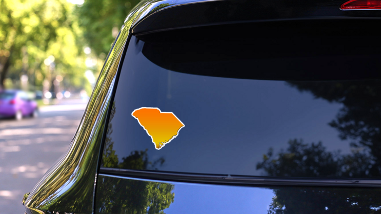 Orange High Detailed Map Of South Carolina on a Rear Car Window (New) example