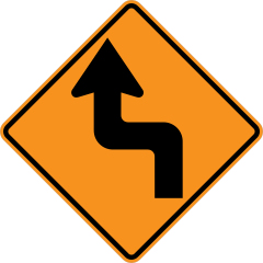 Orange Left Then Right Turn Sticker