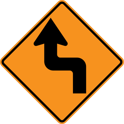 Orange Left Then Right Turn Sticker
