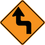 Orange Left Then Right Turn Sticker