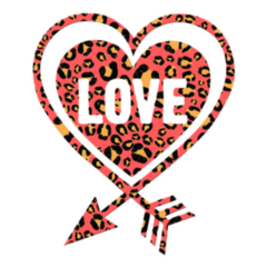 Orange Leopard Print Love Heart Sticker