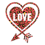 Orange Leopard Print Love Heart Sticker