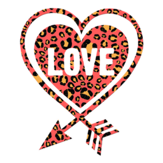 Orange Leopard Print Love Heart Sticker