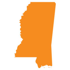 Orange Map Of Mississippi Sticker