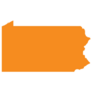 Orange Map Of Us Federal State Of Pennsylvania Sticker