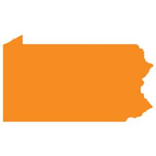 Orange Map Of Us Federal State Of Pennsylvania Sticker