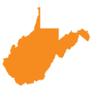 Orange Map Of Us Federal State Of West Virginia Sticker