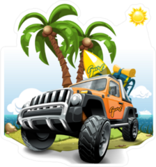 Orange Off Road Vehicle a Beach Sticker