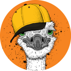 Orange Ostrich In A Hat Sticker
