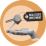 Orange Real Estate Hand And Key Sticker