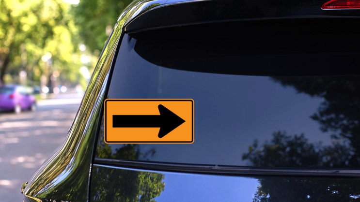 Orange Right Arrow Sticker on a Rear Car Window (New) example