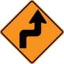 Orange Right Then Left Turn Sticker