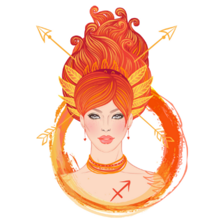 Orange Sagittarius Astrological Sign As A Beautiful Girl Sticker 