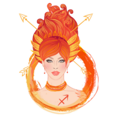 Orange Sagittarius Astrological Sign As A Beautiful Girl Sticker 