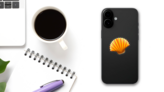Orange Scallop Seashell Sticker on a Phone (New) example
