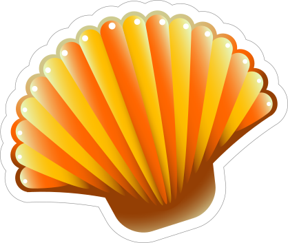 Orange Scallop Seashell Sticker